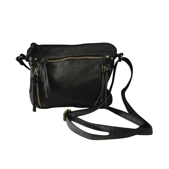 Handbags - Great American Leatherworks Y2K Black Crossbody Bag Multi Zip Pocket Tassels